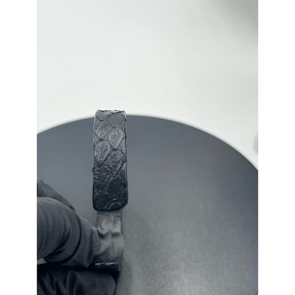 Black Snakeskin Single White Baroque Pearl Rhinestone Adjustable Cuff Bracelet - Picture 8 of 8